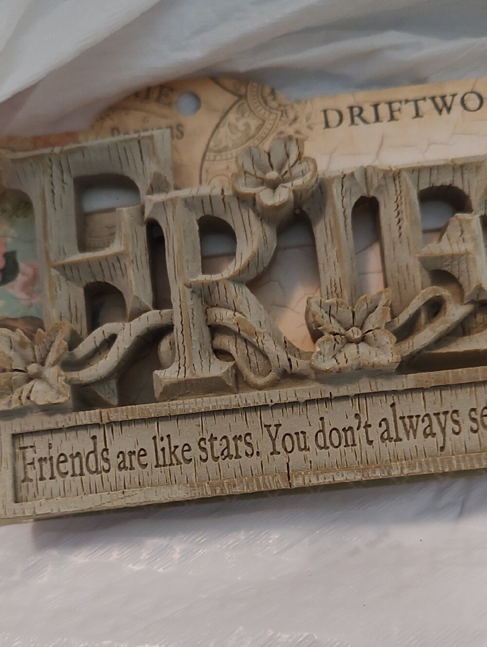 DRIFTWOOD Sage 'FRIENDS' Carved Wall Plaque - Picture 3 of 4